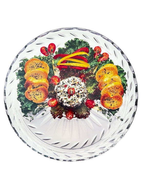 Colony Crafts Other - VTG Colony Crafts 14” Crystal Glass Serving Platter Heavy Cake Plate Round Box